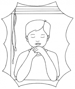 Boy Praying in Window